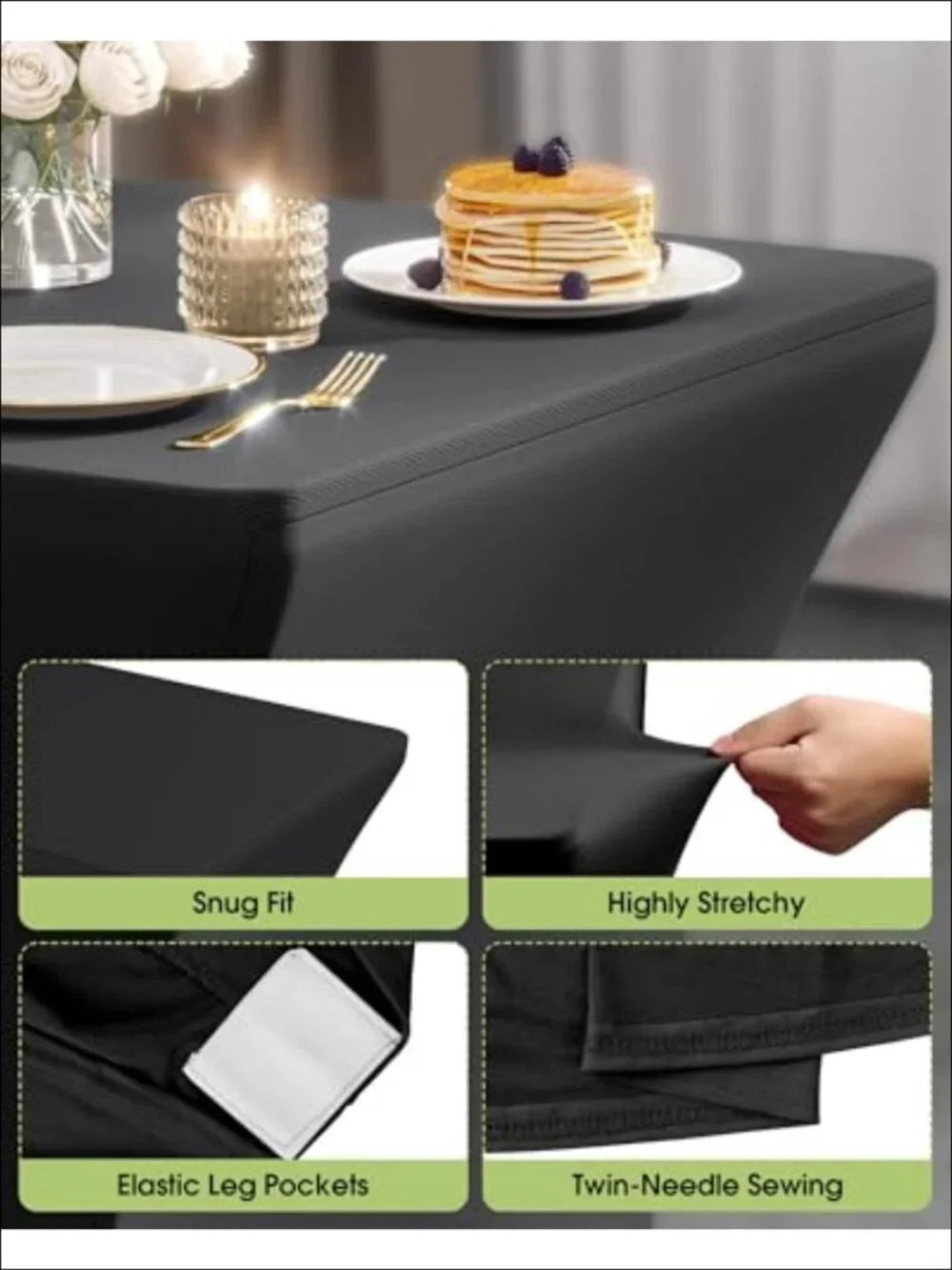 Spandex Fitted Tablecloth 6ft Stretch Table Cover for Party Wedding